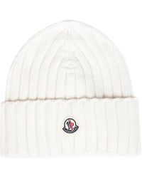 Moncler - Ribbed Wool Knit Beanie With Logo Patch - Lyst