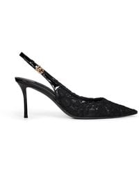 Dolce & Gabbana - Taormina Lace And Patent Leather Slingback Pumps - Lyst