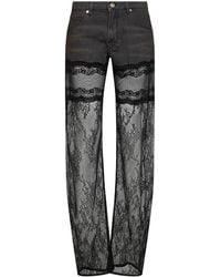 Blumarine - Denim And See-Through Lace Straight-Leg Jeans - Lyst