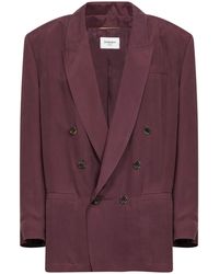 Saint Laurent - Aubergine Silk Habutai Double-Breasted Blazer - Lyst