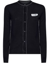 MM6 by Maison Margiela - Wool Blend Cardigan With Contrasting Trims - Lyst