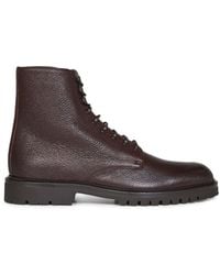 Brunello Cucinelli - Chestnut Grained Calf Leather Ankle Boots - Lyst