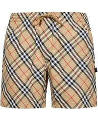 Burberry - Sand Printed Nylon Check Swim Shorts - Lyst
