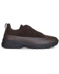 ZEGNA - Dark Leather And Suede Triple Stitch Monte Sneakers - Lyst