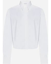 Brunello Cucinelli - Cotton-blend Cropped Shirt - Lyst