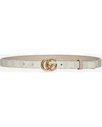 Gucci - GG Marmont Reversible Leather And Fabric Belt - Lyst
