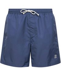 Brunello Cucinelli - Denim Nylon Swim Shorts - Lyst