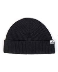 C.P. Company - English Rib Stitch Knit Extra-Fine Merino Wool Beanie - Lyst