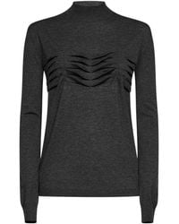 Jil Sander - Anthracite Wool And Cashmere Knit Sweater With Pleats Detail - Lyst