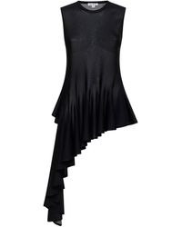 Alaïa - Viscose Knit Asymmetric Godet Top - Lyst