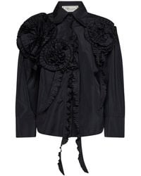 Blumarine - Taffeta Loose Shirt With 3D Roses - Lyst