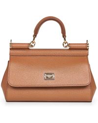 Dolce & Gabbana - Borsa A Mano Sicily Piccola Cuoio - Lyst