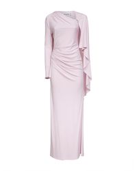 Self-Portrait - Self Portrait Stretch Jersey Draped Maxi Dress - Lyst
