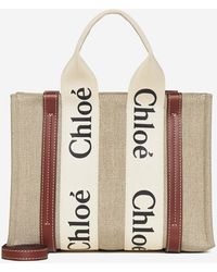Chloé - Woody Mini Linen Tote Bag - Lyst