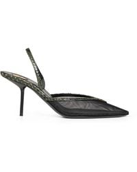 Saint Laurent - And Mesh And Python Slingback Pumps - Lyst
