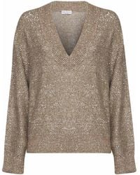 Brunello Cucinelli - Light Mohair-Blend Dazzling Texture Sweater - Lyst