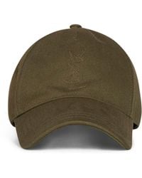 Saint Laurent - Khaki Cotton Denim Twill Cassandre Baseball Cap - Lyst