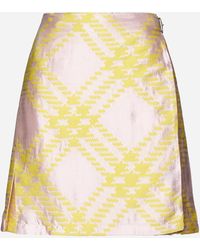 Burberry - Check Linen-blend Kilt Skirt - Lyst