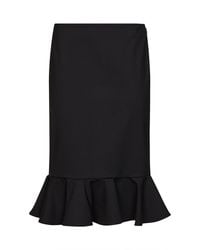 GIUSEPPE DI MORABITO - Virgin Wool Midi Skirt With Ruffle - Lyst