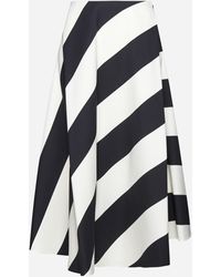 Valentino - Striped Wool-blend Skirt - Lyst