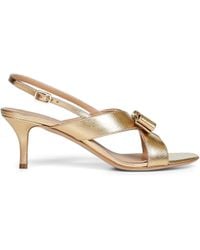 Ferragamo - Laminated Nappa Leather Rima Vara Bow Sandals - Lyst