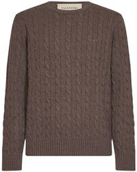 Valentino - Cable-Knit Cashmere Sweater With Vlogo - Lyst