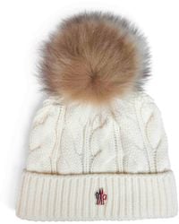 Moncler - Cable-Knit Wool And Cashmere Blend Pom-Pom Beanie - Lyst