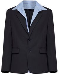 Balenciaga - Dark Wool Twill Hybrid Shirt Jacket - Lyst
