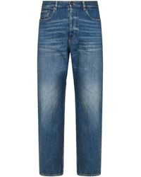 Saint Laurent - Cotton Denim Mid-Rise Straight-Leg Jeans - Lyst