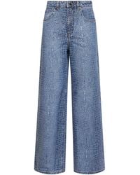 Self-Portrait - Rhinestone Croc-Effect Stretch Denim Jeans - Lyst