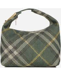 Burberry - Peg Check Fabric Medium Bag - Lyst