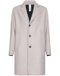 Hevò - Greige Wool-Blend Cassano Single-Breasted Coat<Br - Lyst