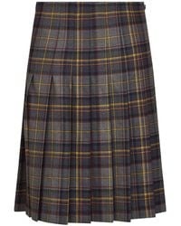 Etro - Stretch Wool Plaid Pleated Short Skirt - Lyst