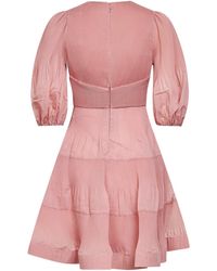 strapless open back dress Pleated Mini Dress in Silk Satin – Antonioli.eu main image 1