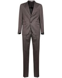 Tagliatore - Taupe Pinstriped Virgin Wool Single-Breasted Suit - Lyst