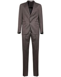 Tagliatore - Taupe Pinstriped Virgin Wool Single-Breasted Suit - Lyst