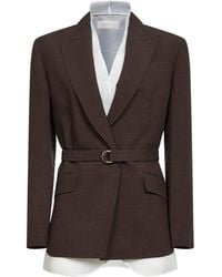 Blanca Vita - Mocha Viscose And Linen Goody Belted Blazer<Br - Lyst