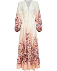 Zimmermann - Floral-Print Ivory Cotton Awaken Maxi Dress - Lyst