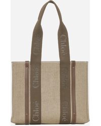 Chloé - Woody Linen Medium Tote Bag - Lyst