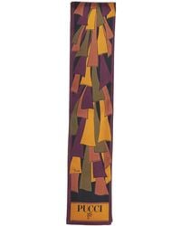 PUCCI - Burgundy And Baiadera Mix-Prints Silk Twill Bandeau Scarf - Lyst