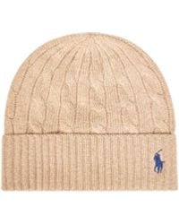 Polo Ralph Lauren - Camel Cable Knit Wool And Cashmere Beanie - Lyst