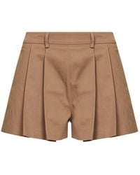 Blanca Vita - Biscuit Stretch Cotton Seltz Pleated Shorts - Lyst