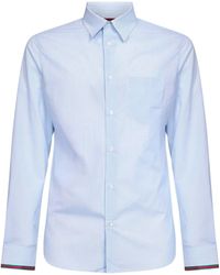 Gucci - Striped Cotton Web Trim Shirt - Lyst