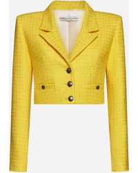 Alessandra Rich - Sequin Check Tweed Crop Blazer - Lyst