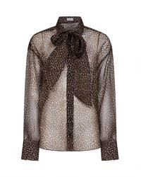 Brunello Cucinelli - Chocolate Dapple Silk Organza Shirt With Neck Tie - Lyst