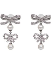 Self-Portrait - Self Portrait Double Bow Pearl Earrings - Lyst