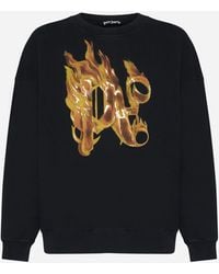 Palm Angels - Burning Monogram Cotton Sweatshirt - Lyst