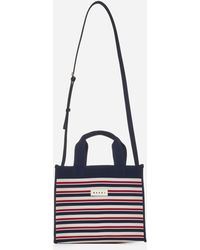 Marni - Striped Canvas Small Shopping Bag - Lyst
