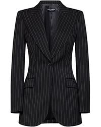 Dolce & Gabbana - Stretch Pinstriped Wool Turlington Single-Breasted Jacket - Lyst