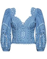 Charo Ruiz - Light Embroidered Cotton Blend Top - Lyst